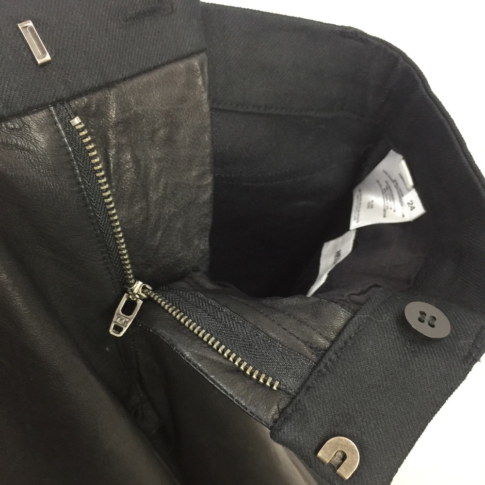 Helmut Lang Leather Panel Skinny Jeans Black 24 - Picture 15 of 16
